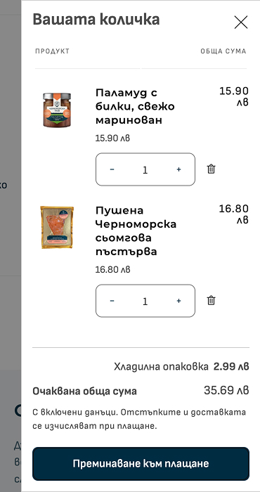 Chernomorski Ulov - изработка на онлайн магазин за черноморски продукти на Shopify