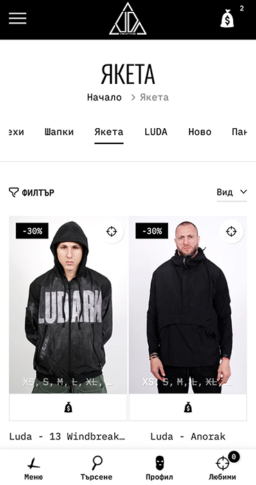 LUDA - изработка на онлайн магазин за мъжка мода на shopify от RIZN